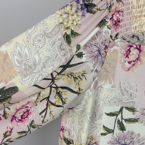 Joie Peasant-style Soft Pastel Patchwork Floral Long Sleeve Blouse Size Large - Picture 4 of 13